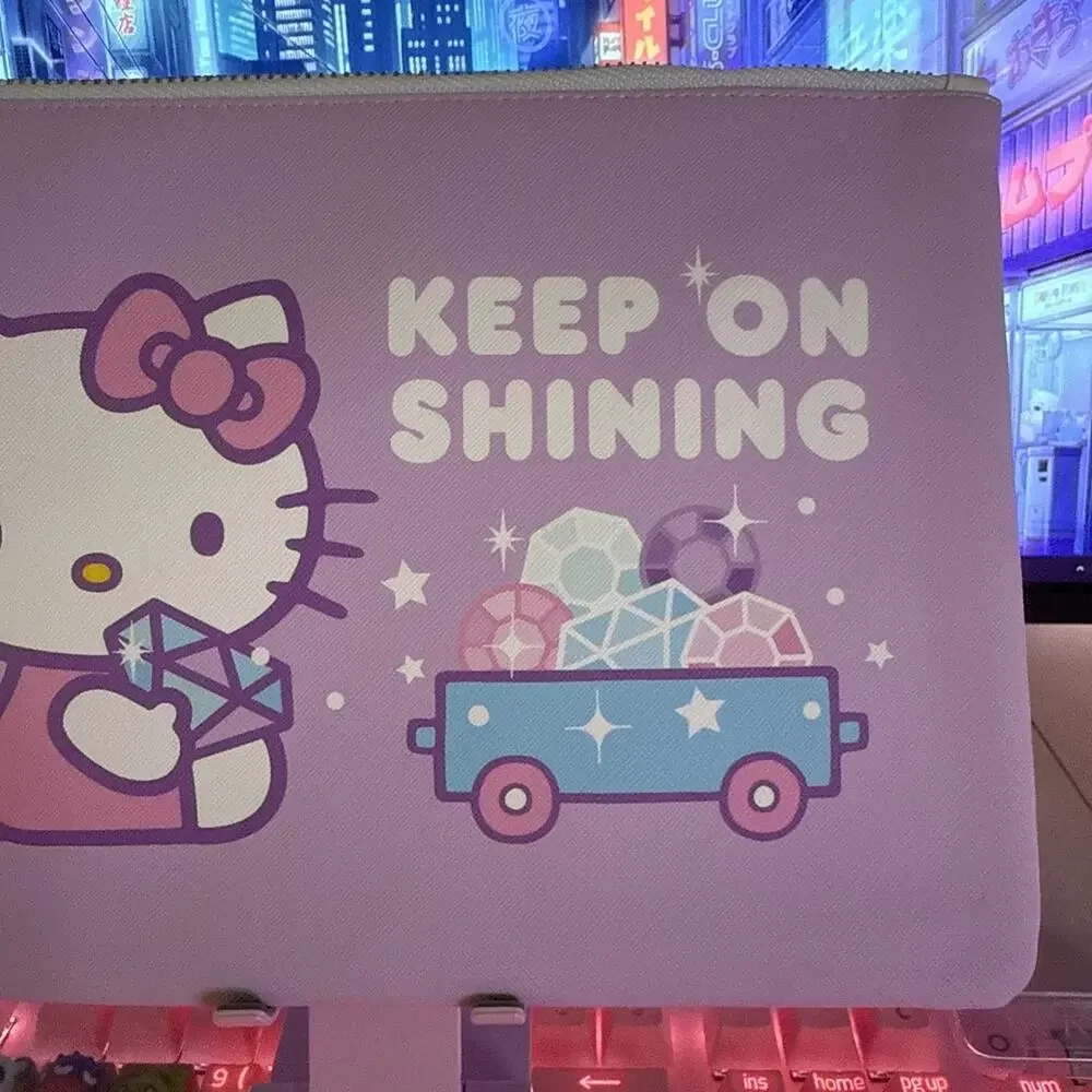 Hello Kitty Pencil Pouch Case Large Bejeweled Wagon Gems Purple Cute 2024 Sanrio